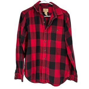 Blue Mountain Red Plaid Men's Small Button Up Flannel Shirt Long Sleeve
